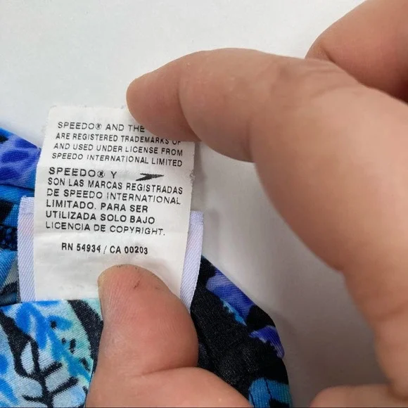 Speedo Size 6 One Piece Swimsuit Blue Floral Fern Leaves Botanical Bathing Suit - Picture 10 of 11